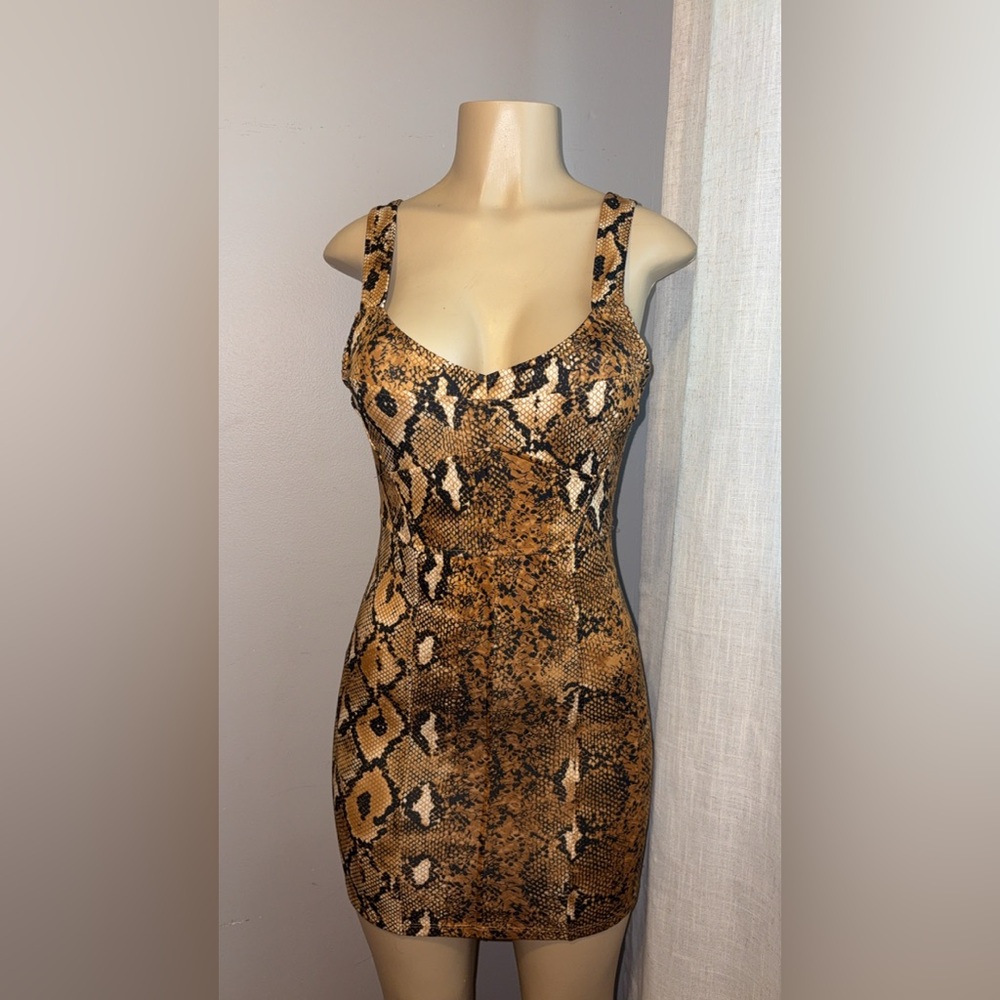 Trafaluc Snakeskin Stretch Mini Dress
